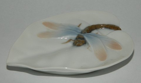 Art Nouveau Style: B&G tray in porcelain with dragonfly
