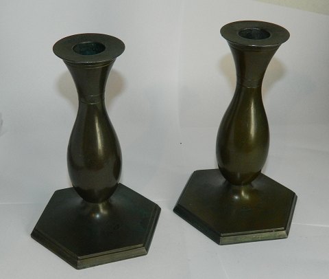 Pair of candlesticks in diskometal by Just Andersen