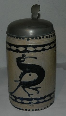 German mug with pewter lid early 19th. century