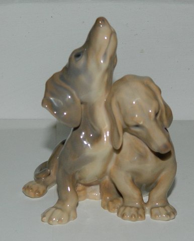 B&G figur i porcelæn af par gravhunde