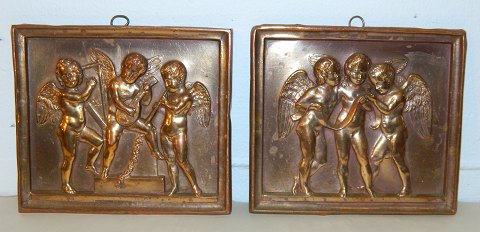 Pair of copper plates of Playing and singing angels by Bertel Thorvaldsen
