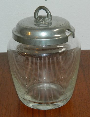 Holmegaard jar with lid in pewter by Just Andersen