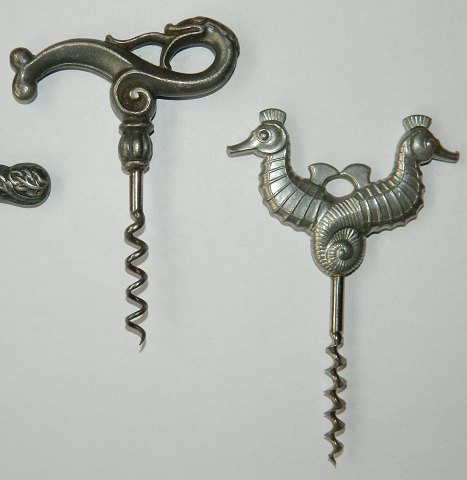 Old corkscrews in pewter from Just Andersen