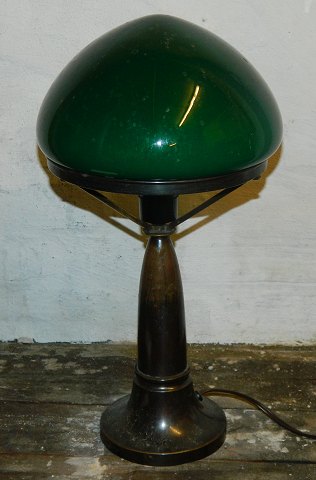 Bronze lamp with glass shade around 1930