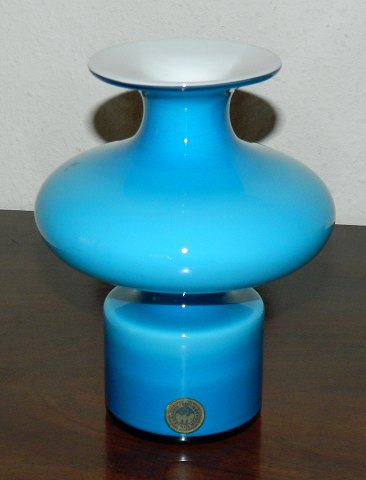Blue / white vase in glass from Kastrup / Holmegaard