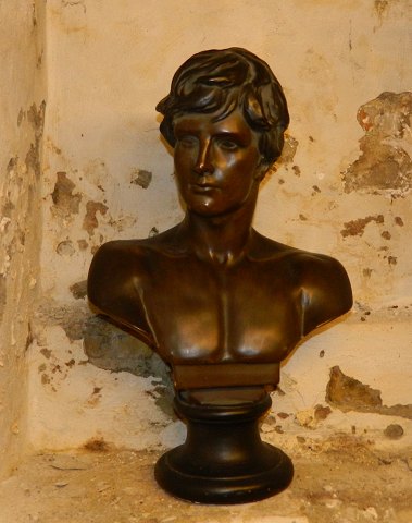 Bust of young man in ceramics from Budde-Lund c.  1900