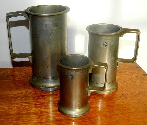 Three Buntzen mug´s in pewter 19th. century