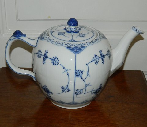 Large half lace blue fluted teapot from Royal Copenhagen