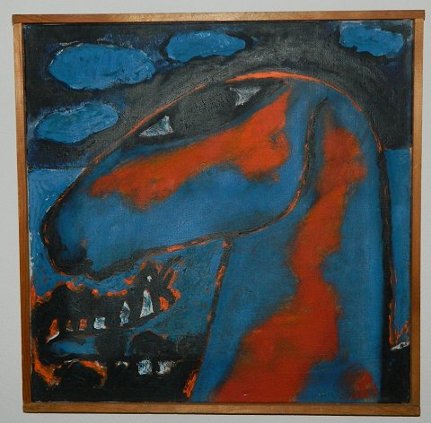 Portræt af hest af Vibeke Alfelt (1934-1999)
