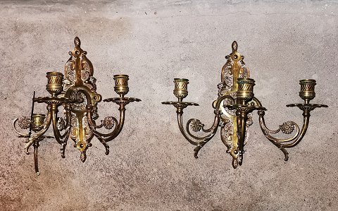 Pair of french bronze wall candleholder for six candles 19th. century.