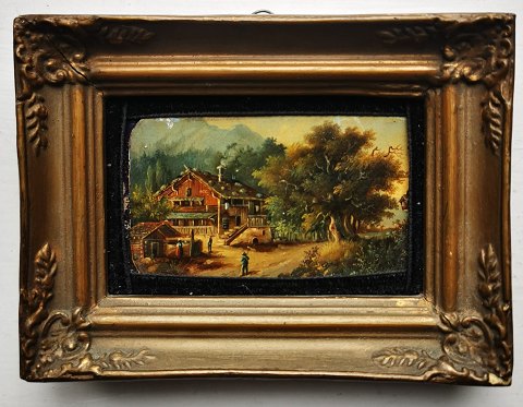 Miniature painting with landscape 19th century