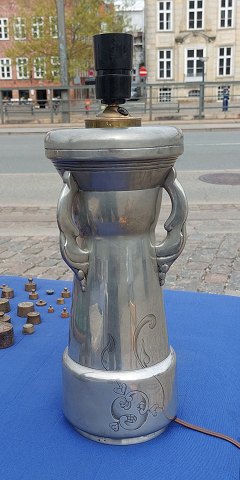 Art Nouveau: Lamp base in tin by Mogens Ballin