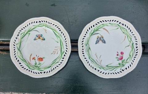 Pair of Royal Copenhagen plates with butterfly decoration
