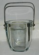 Ice bucket in glass with Sterling silver handle