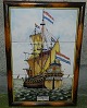 Painted tiles with a motif of sailing ship from the 1700s