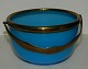 Sugar bowl in blue opaline glass with metal handle