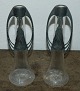 Pair  of Art Nouveau  glass vases with pewter decoration