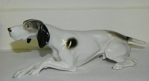 Figur af hund i porcelæn fra tyske Metzler & Ortloff