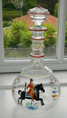 Glas karaffel med rytter fra Holmegaard Glasværk