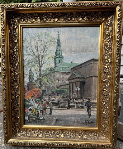 Kaj Molter: Painting With motif from Højbro Plads