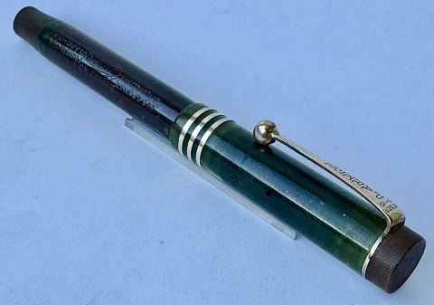 Grøn marmoreret Lady Parker Duofold fyldepen