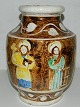 Vase i lertøj med religiøst motiv af Anders Høy